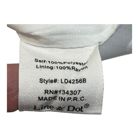 Line & Dot Mini Dress Womens Small White Puff Sleeve Babydoll Tie Front Revolve - Picture 8 of 9